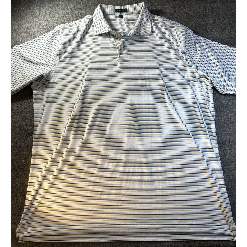 Peter Millar Crown Crafted Mens XXL Harmony Performance Jersey Polo Blue Striped
